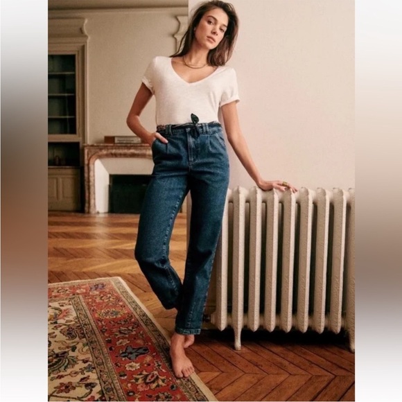 Sezane Manu Trousers Denim Blue EU 34 US Size 2 - Picture 8 of 11